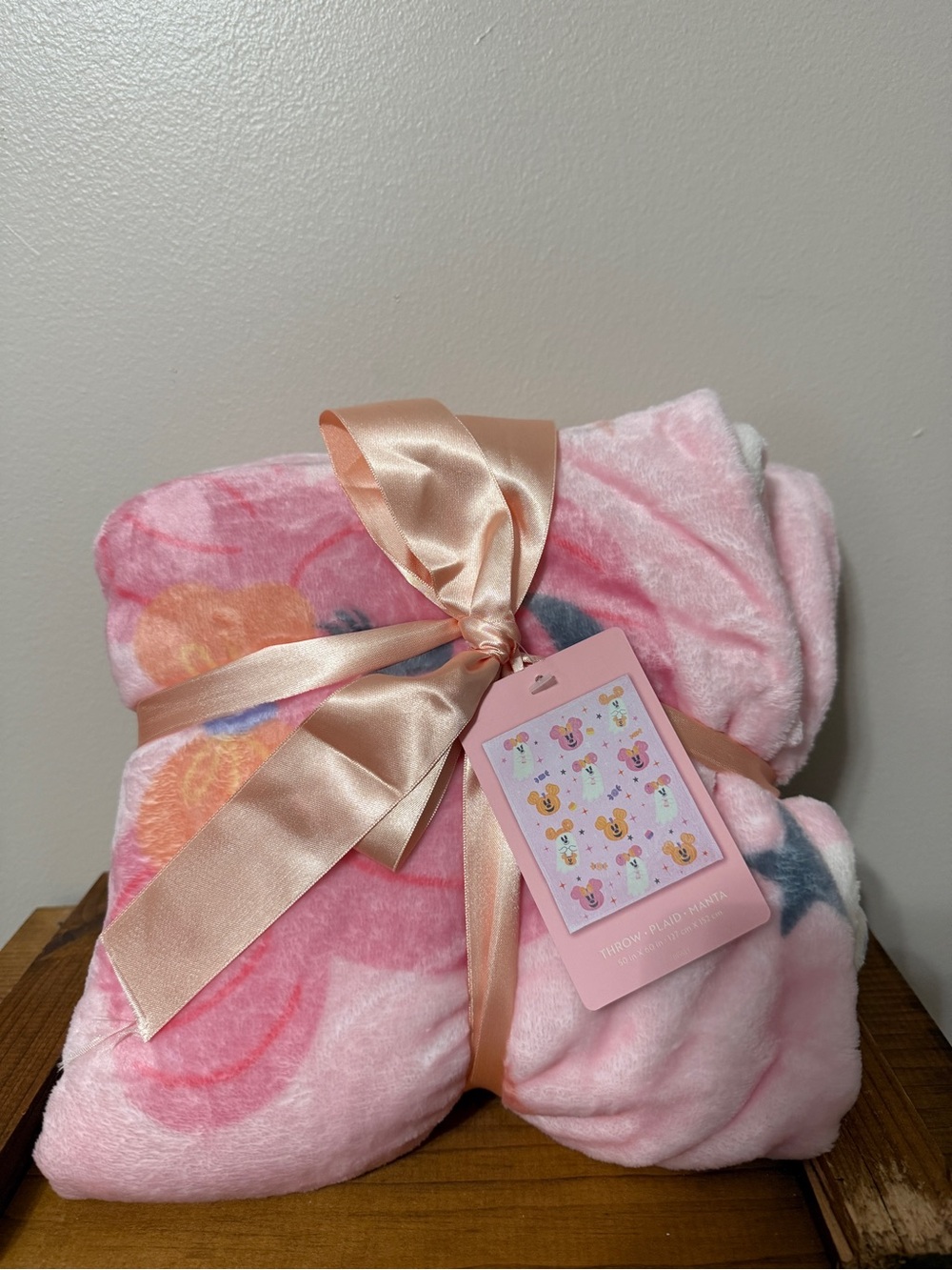 Disney Pink Pastel collection Pink Halloween blanket with Satin Bow